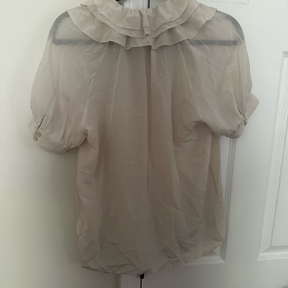 French Connection Cream Ruffled Blouse - Picture 2 of 4
